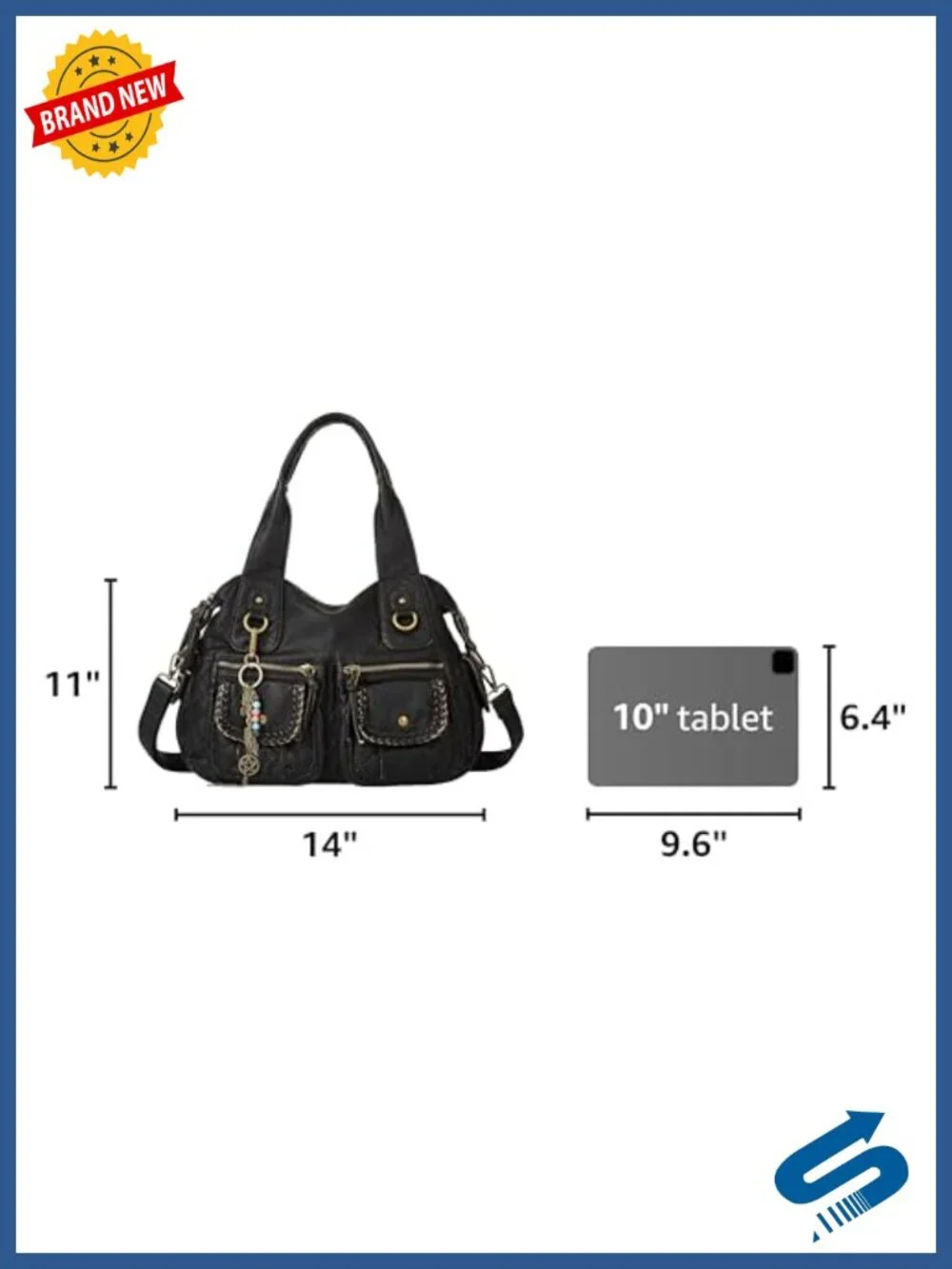 Women Canvas Hobo Purse Multi Pocket Tote Shopper Shoulder Bag Top Handle